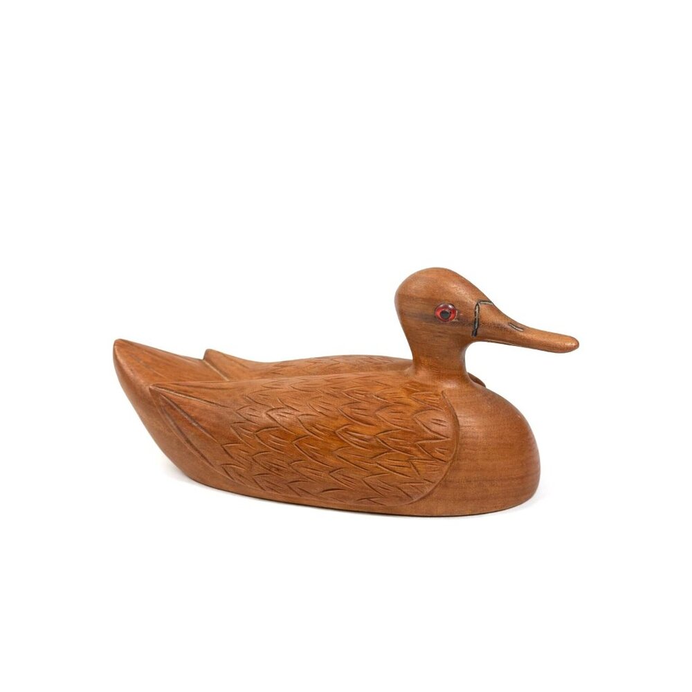 Wooden Duck Decoy Wildlife Collection Natural Wood Hand Carved Cottage Cabin Fis